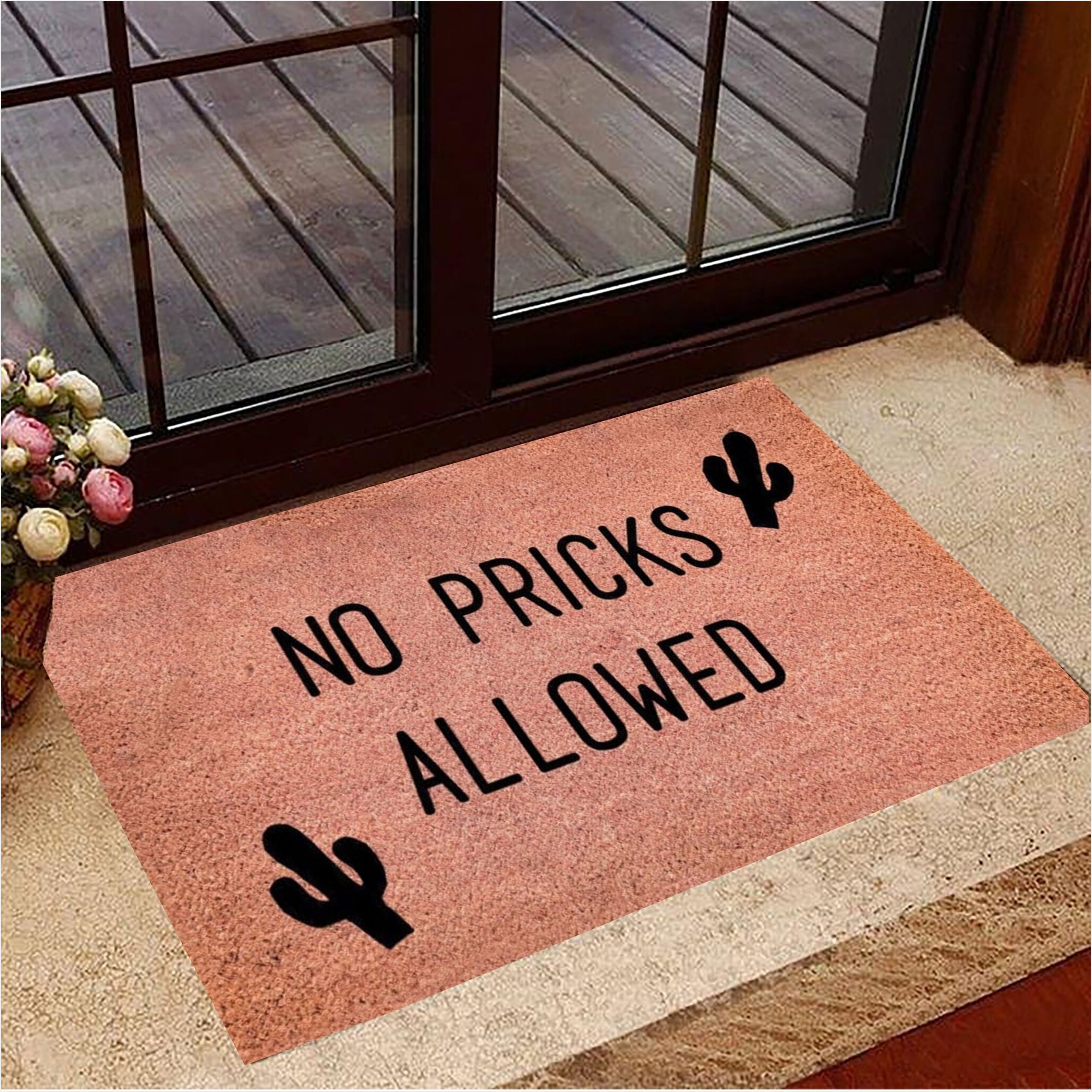 Cactus No Pricks Allowed Doormat Funny Welcome Mats New Home Gifts Gifts For Best Friend-1