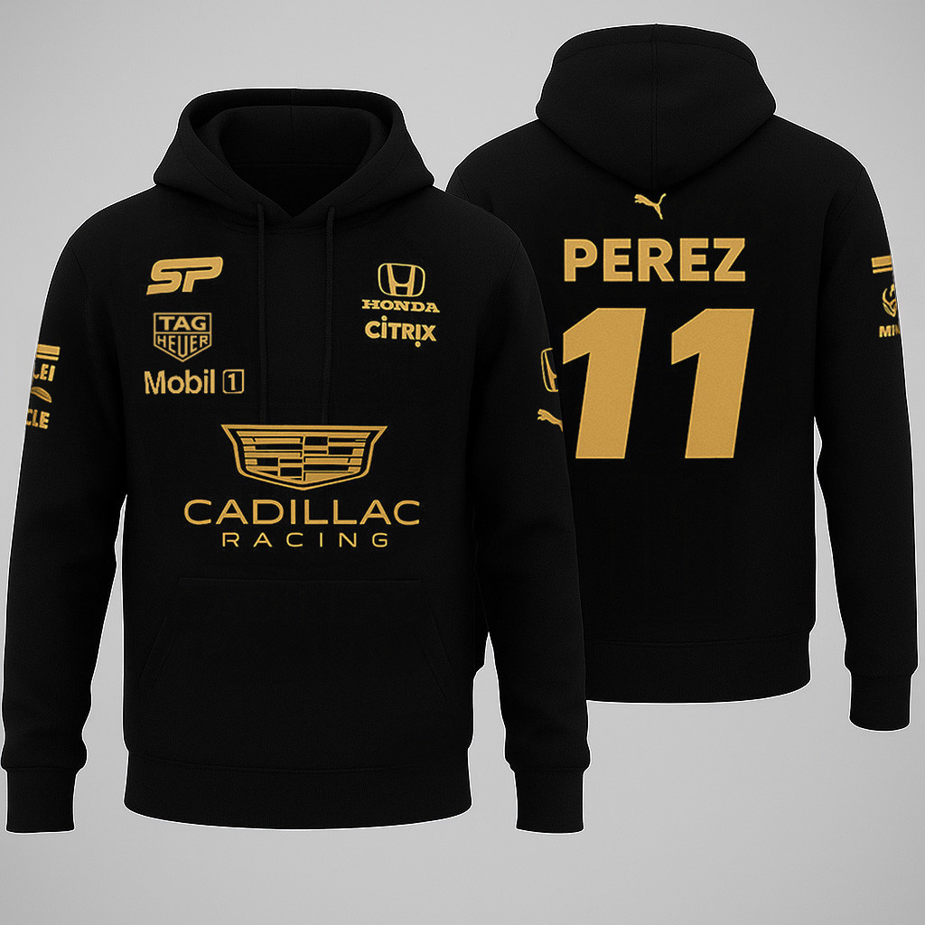 Cadillac Sergio Checo Perez Merch Perez 11 Cadillac Racing Hoodie Gifts For Racing Fans-1