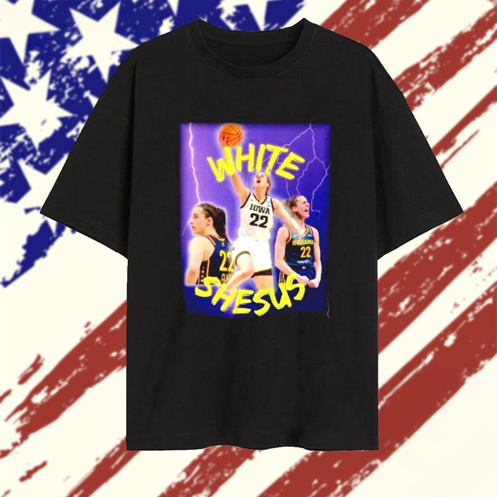 Caitlin Clark White Shesus Graphic T-Shirt Gifts For Basketball Fan-1