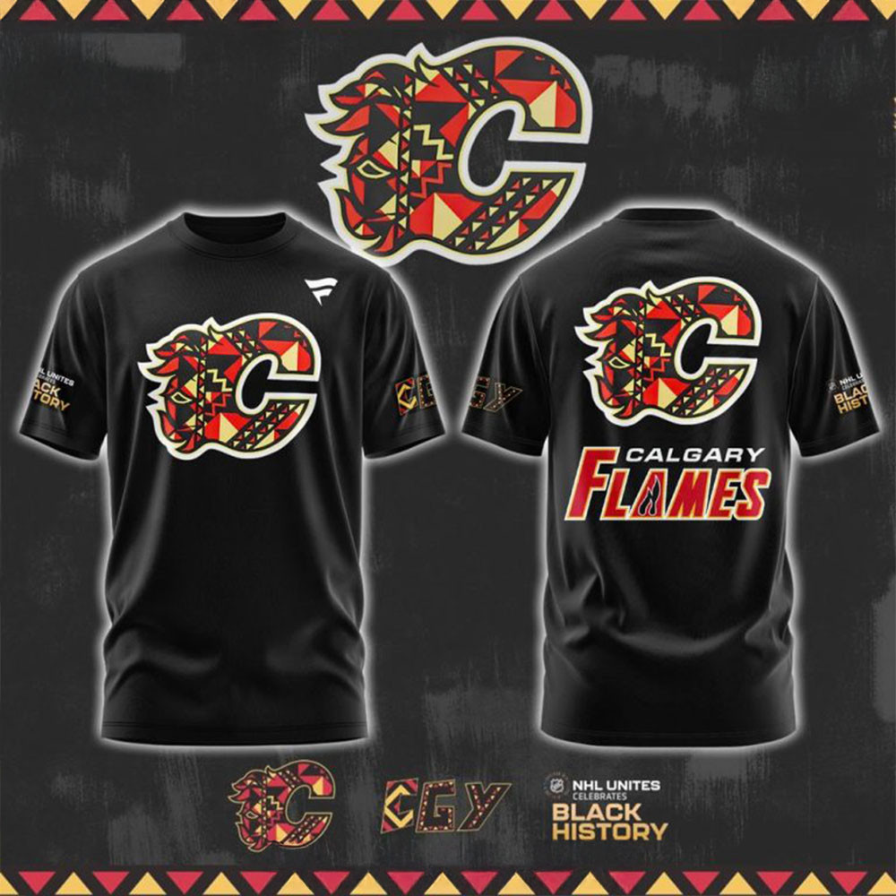 Calgary Flames Black History Month 2025 T-Shirt Flames Merch Unique Father'sDay Gifts-1