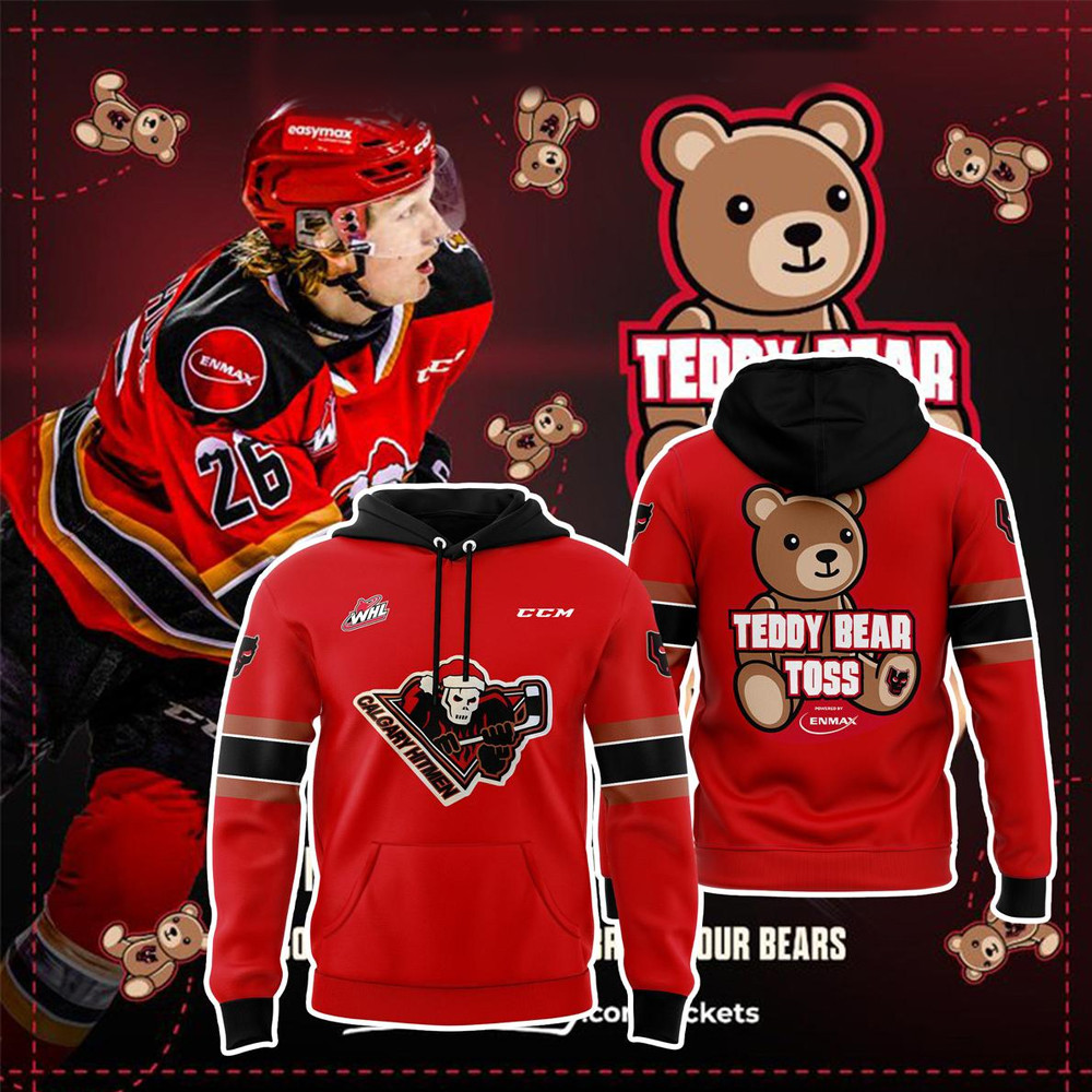 Calgary Hitmen Teddy Bear Toss 2024 Hoodie Best Gifts For Hockey Fans-1
