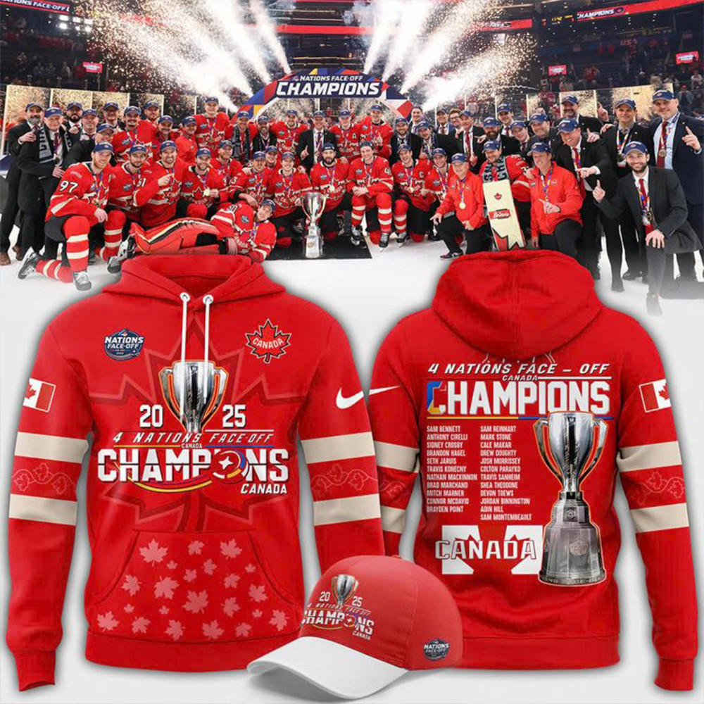 Canada 2025 4 Nations Face Off Champions Hoodie Gifts For Ice Hockey Fans-1
