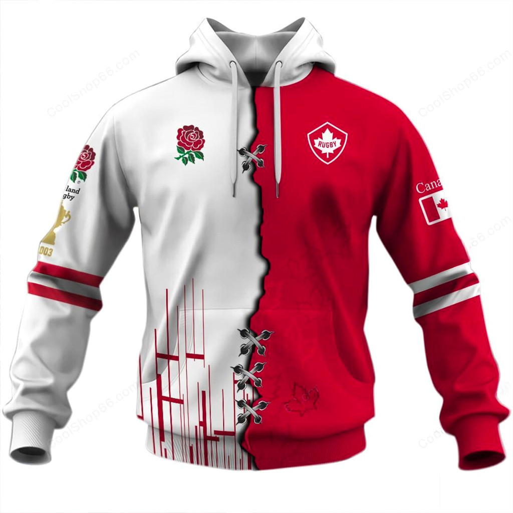 Canada Rugby X England Rugby Red Roses Hoodie Fan Merch Gifts For Dad-1