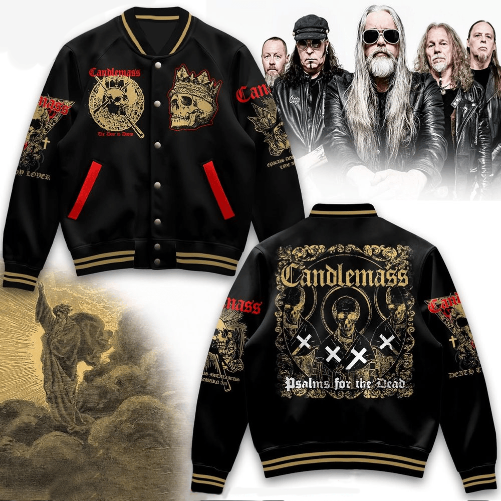 Candlemass Psalms For The Dead Varsity Jacket Candlemass Psalms Merch Good Fathers Day Gifts-1