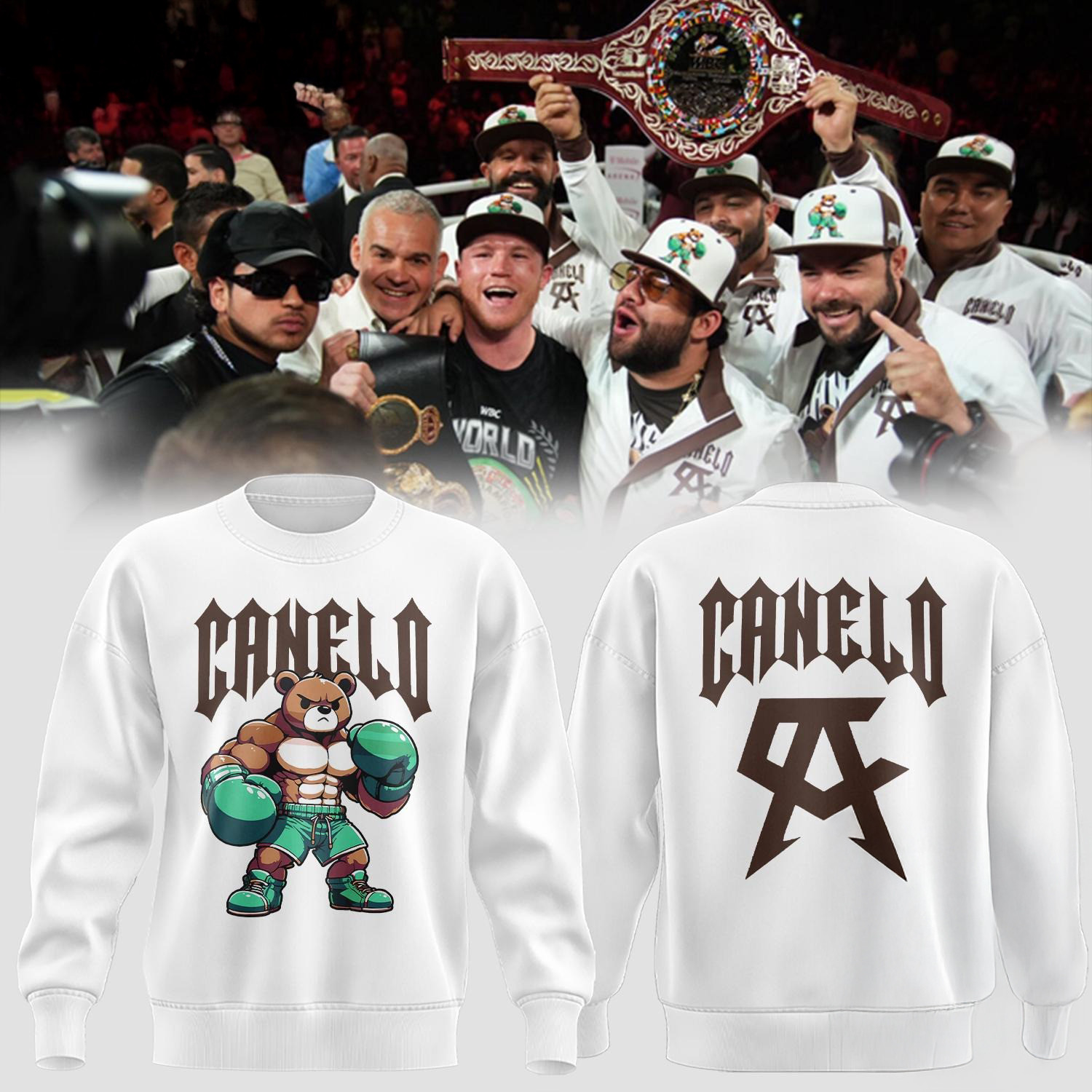 Canelo Alvarez Sweatshirt Canelo Bear White Sweatshirt Boxer Gifts For Fans-1