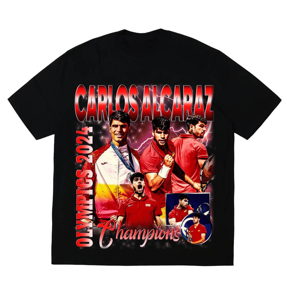 Carlos Alcaraz Merch Carlos Alcaraz Olympics 2024 Champions T-Shirt Gifts For Tennis Fans-1