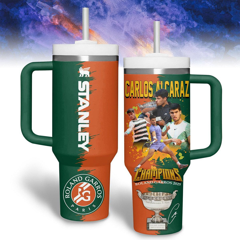 Carlos Alcaraz Roland Garros 2025 Champions Tumbler Roland Garros Merch Tennis Fans Gifts-1