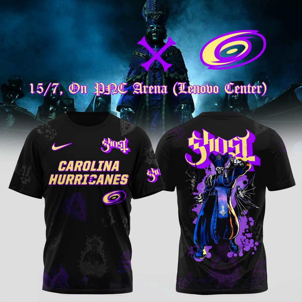 Carolina Hurricanes X Ghost Band World Tour 2025 T-Shirt Carolina Hurricanes Merch For Fans-1
