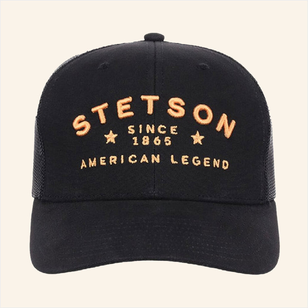 Casa Raul WW Merch Stetson American Legend Black Trucker Hat Embroidered Gifts For Him-1