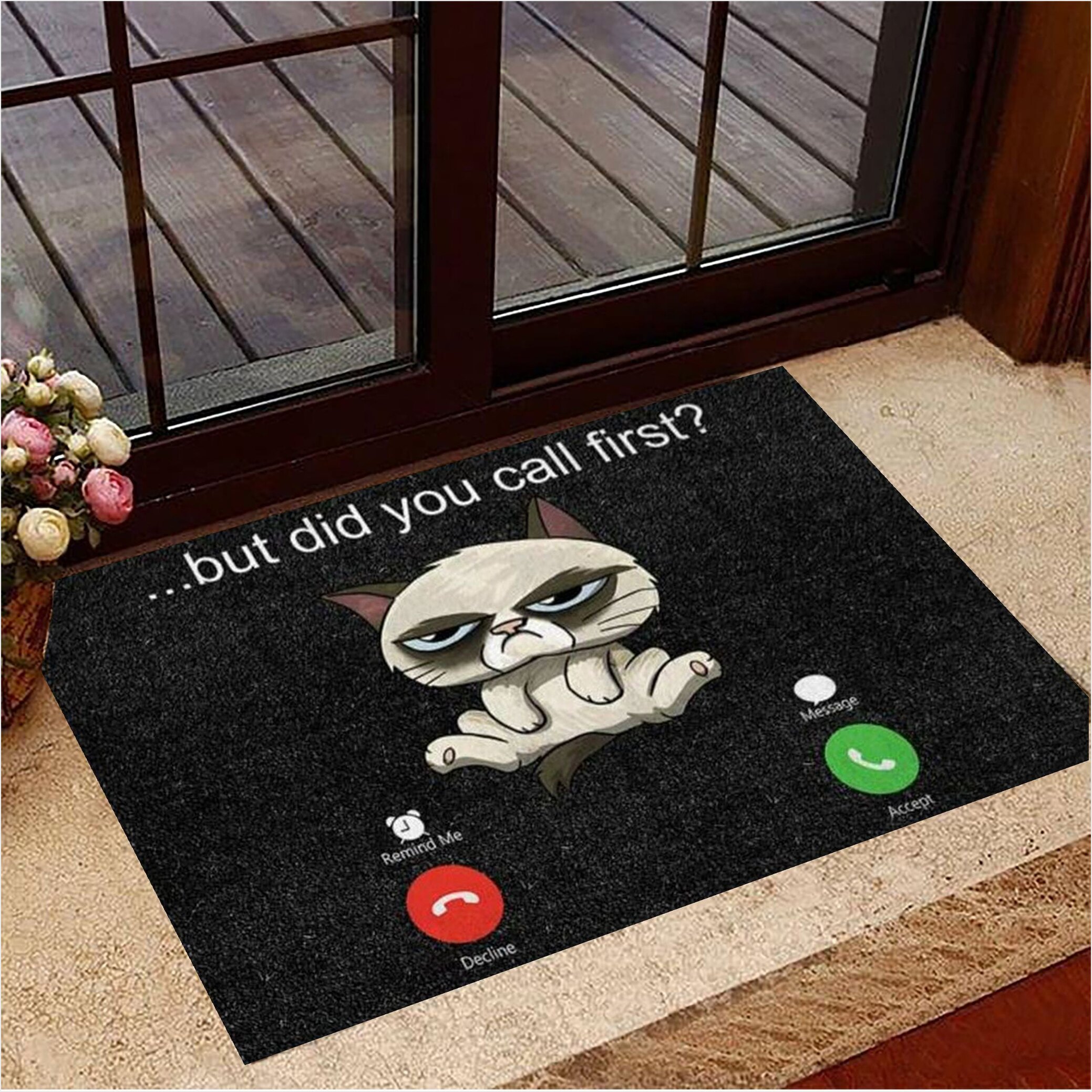 Cat But Did You Call First Doormat Hilarious Funny Welcome Front Door Mat Cat Lovers Gifts-1
