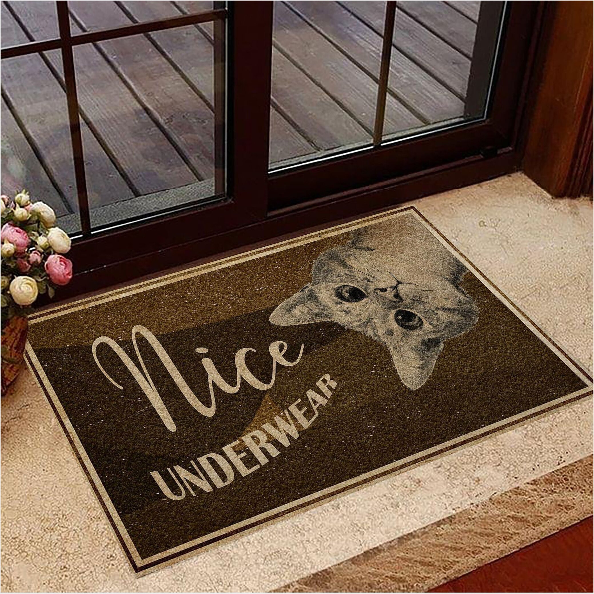 Cat Nice Underwear Doormat Funny Cat Doormat Housewarming Gift Ideas Gifts For Best Friend-1