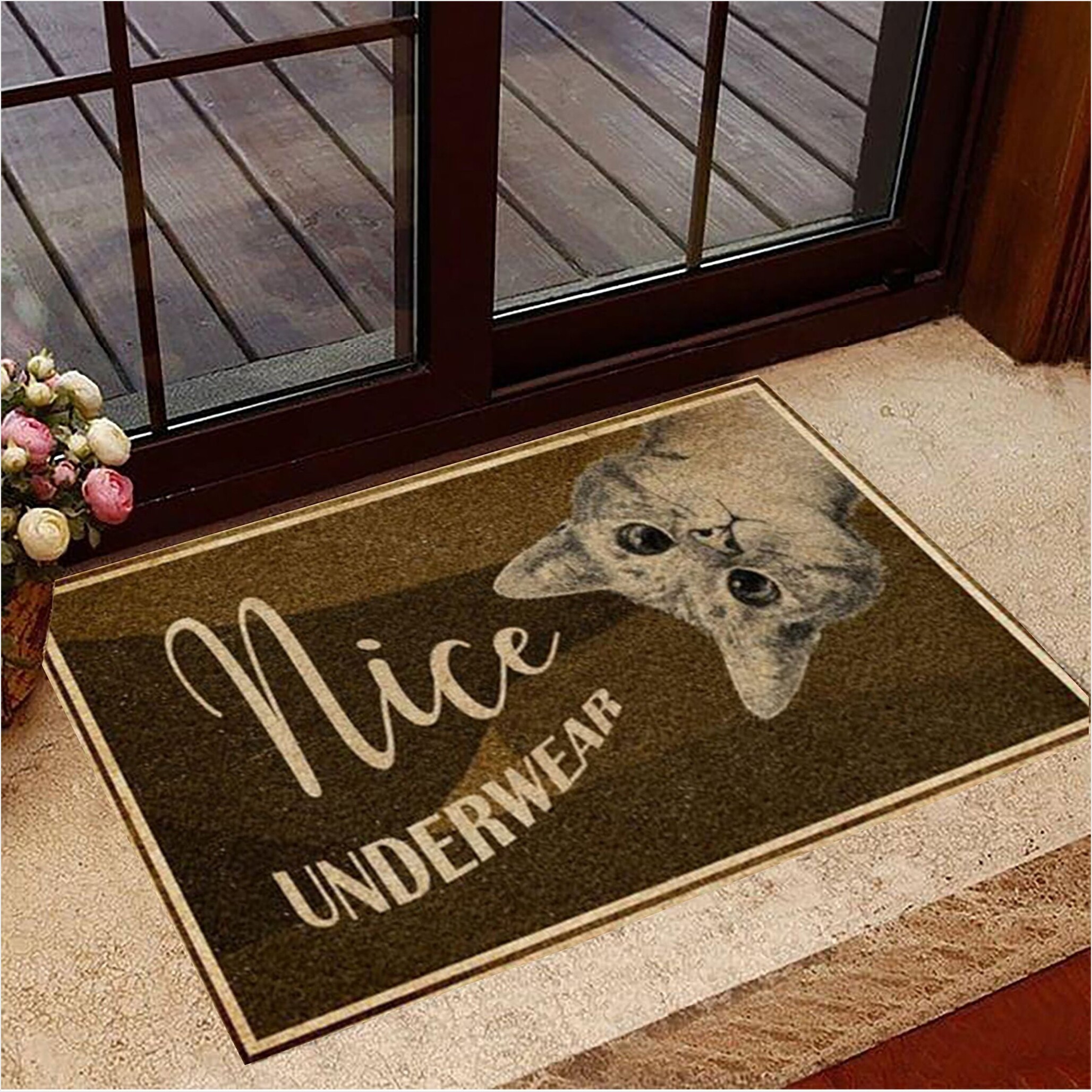 Cat Nice Underwear Doormat Funny Doormat Sayings Gifts For Cat Owners Gifts For Friends-1