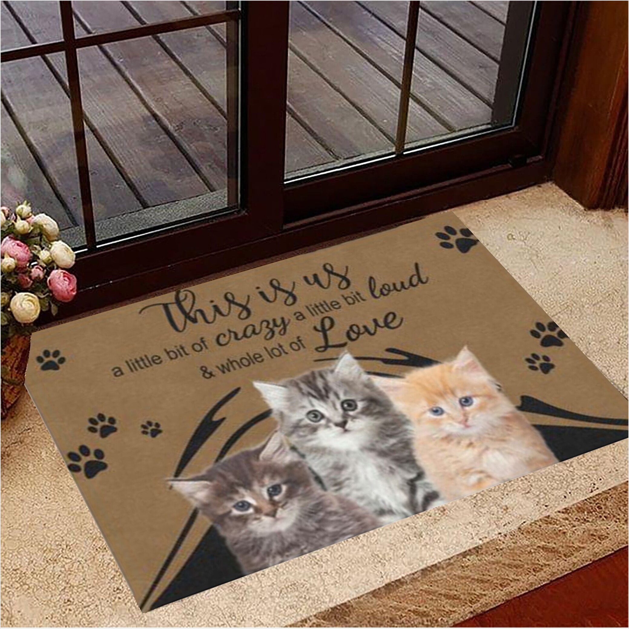 Cat This Is Us A Little Bit Of Crazy A Little Bit Loud Doormat Cute Doormat Gifts For Cat Lover-1