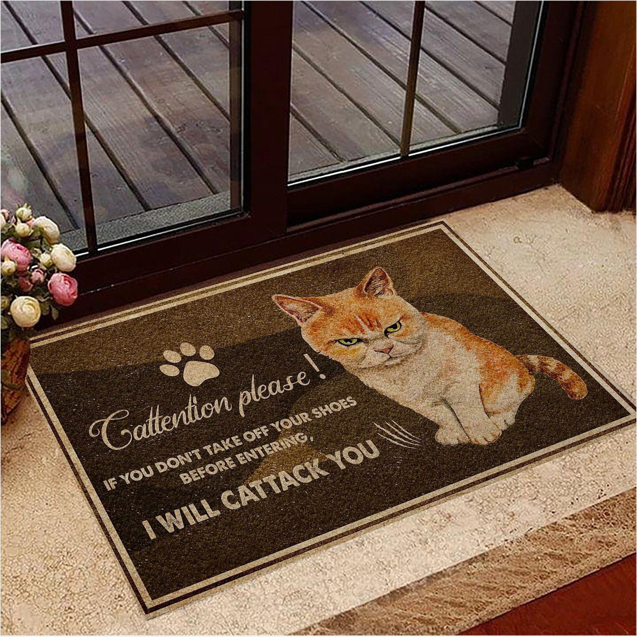 Cattention Please Doormat Funny Cat Doormat Gifts For New Homeowners Birthday Gifts For Besties-1
