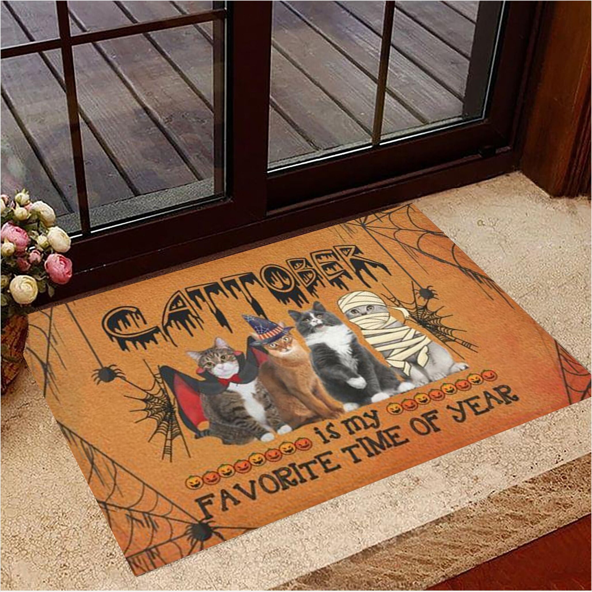 Cattober Is My Favorite Time Of Year Doormat Halloween Welcome Mat Best Gifts For Cat Lovers-1