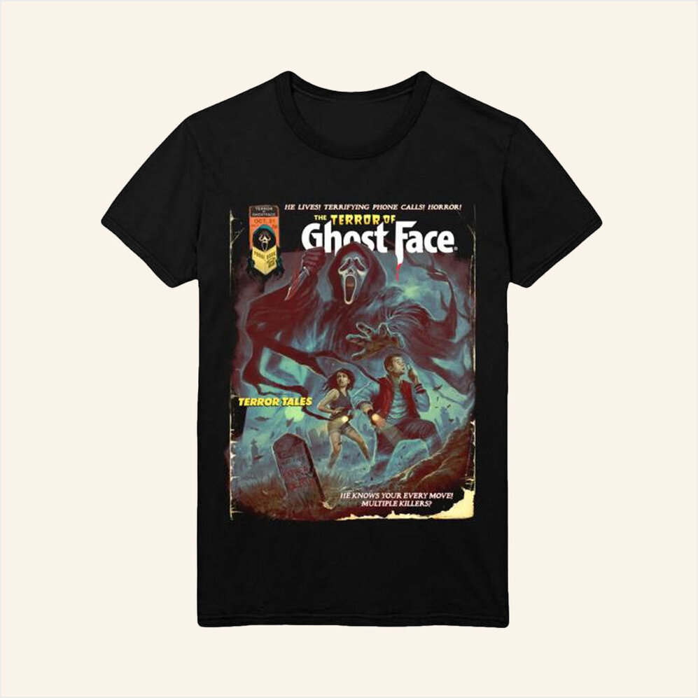 Cavitycolors Merch The Terror Of Ghost Face T-Shirt Halloween Gifts For Dad Gifts For Fans-1