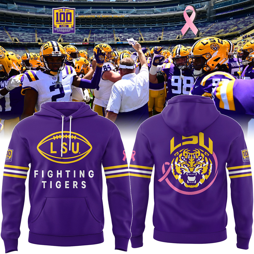 Celebrating 100 years of Tiger Stadium and a pink ribbon for breast cancer awareness month Hoodie-1