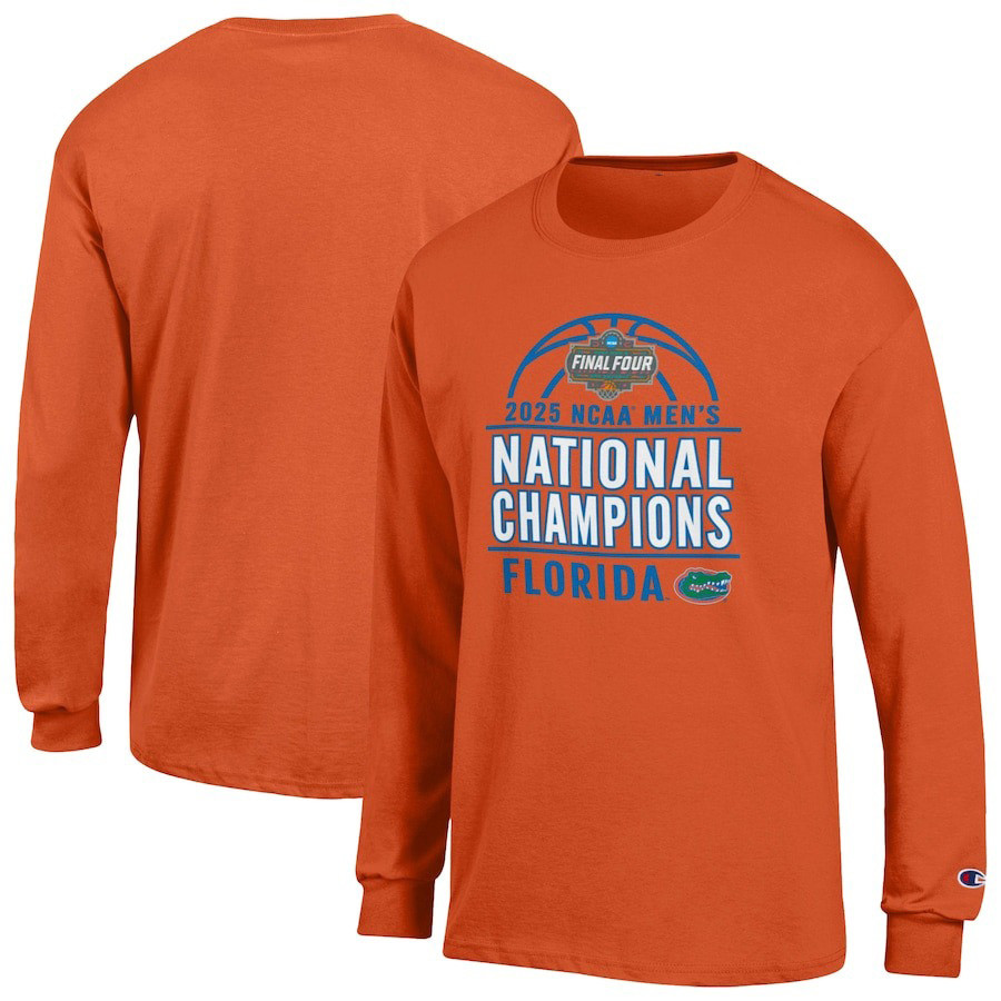 Champion Orange Florida Gators 2025 NCAA Men's Basketball National Champions Long Sleeve Shirt-1