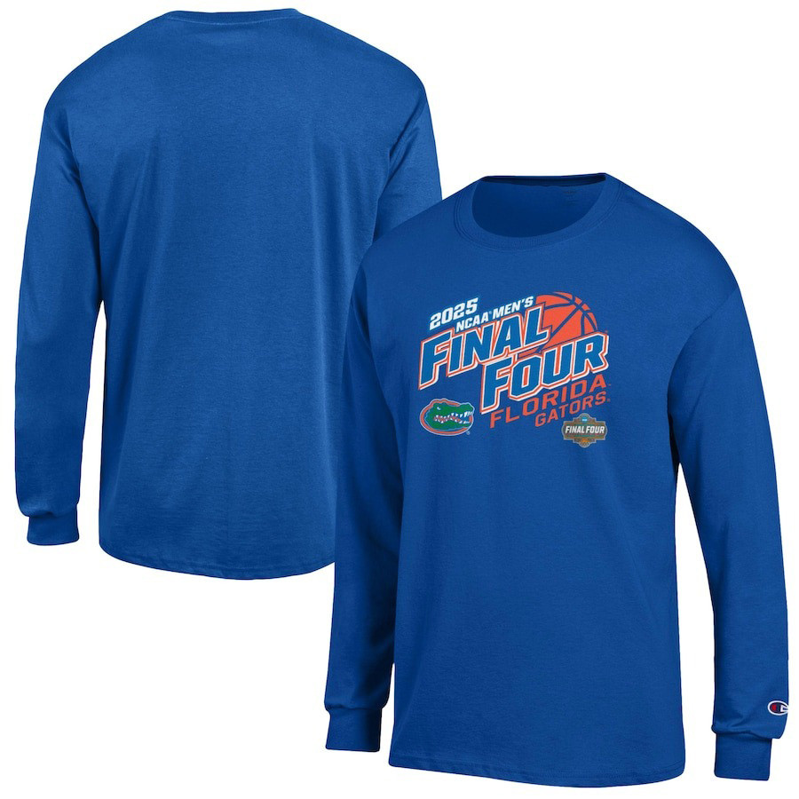 Champion Royal Florida Gators 2025 NCAA Men's Basketball Madness Final Four Long Sleeve Shirt-1