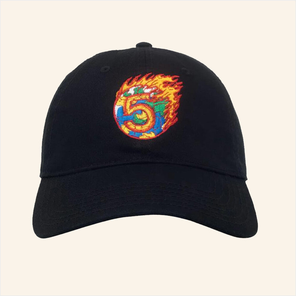 Channel 5 Merch Embroidered On Fire Black Hat Gifts For Dad Birthday Gifts For Fans-1