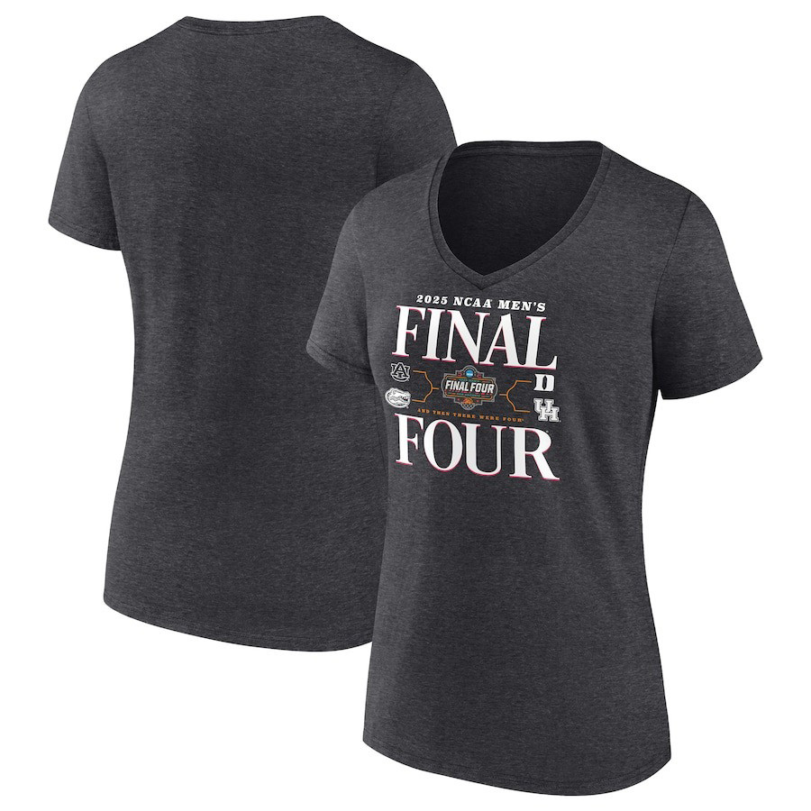 Charcoal 2025 NCAA Men's Basketball Tournament March Madness Final Four V-Neck Shirt For Women-1
