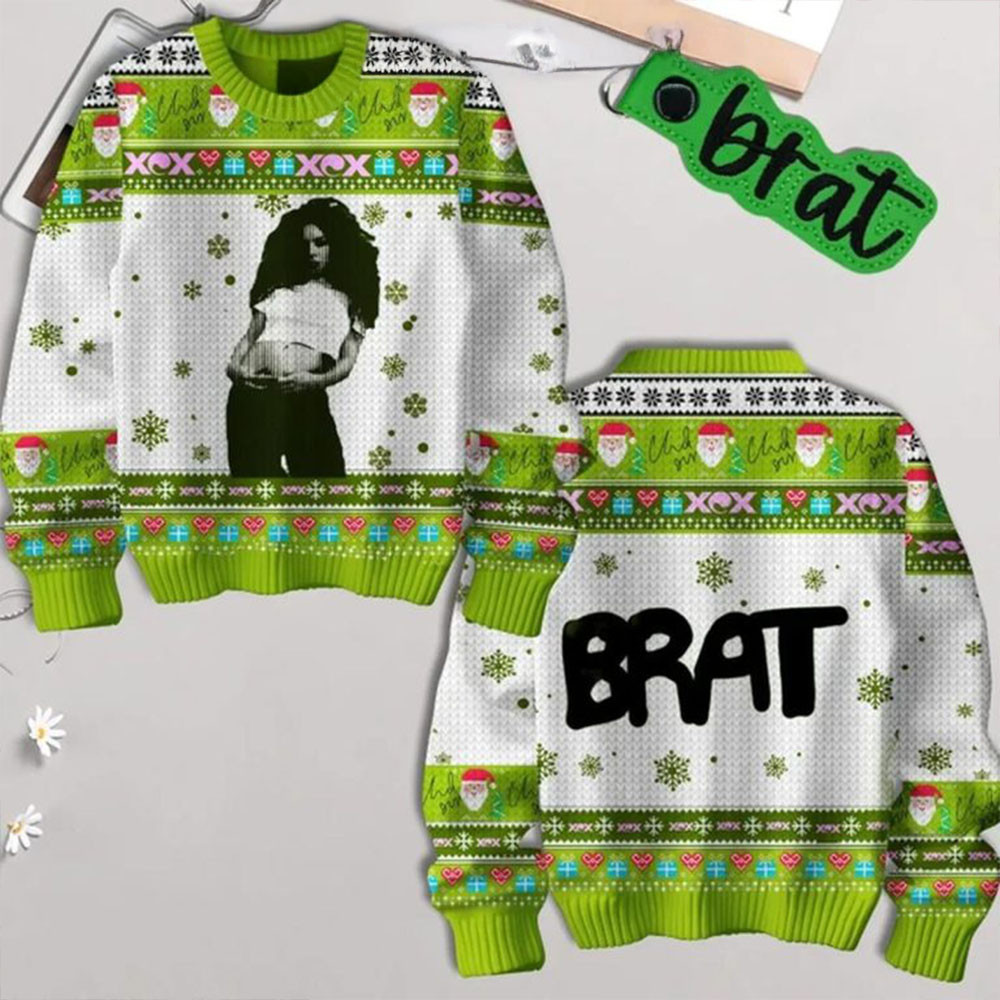 Charli XCX Brat Album Memories 2024 Christmas Ugly Sweater Music Gifts For Fans-1