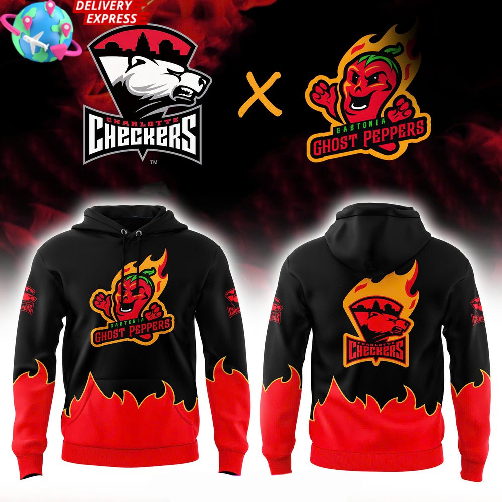 Charlotte Checkers x Gastonia Ghost Peppers Limited Hoodie Checkers Merch Good Fathers Day Gifts-1