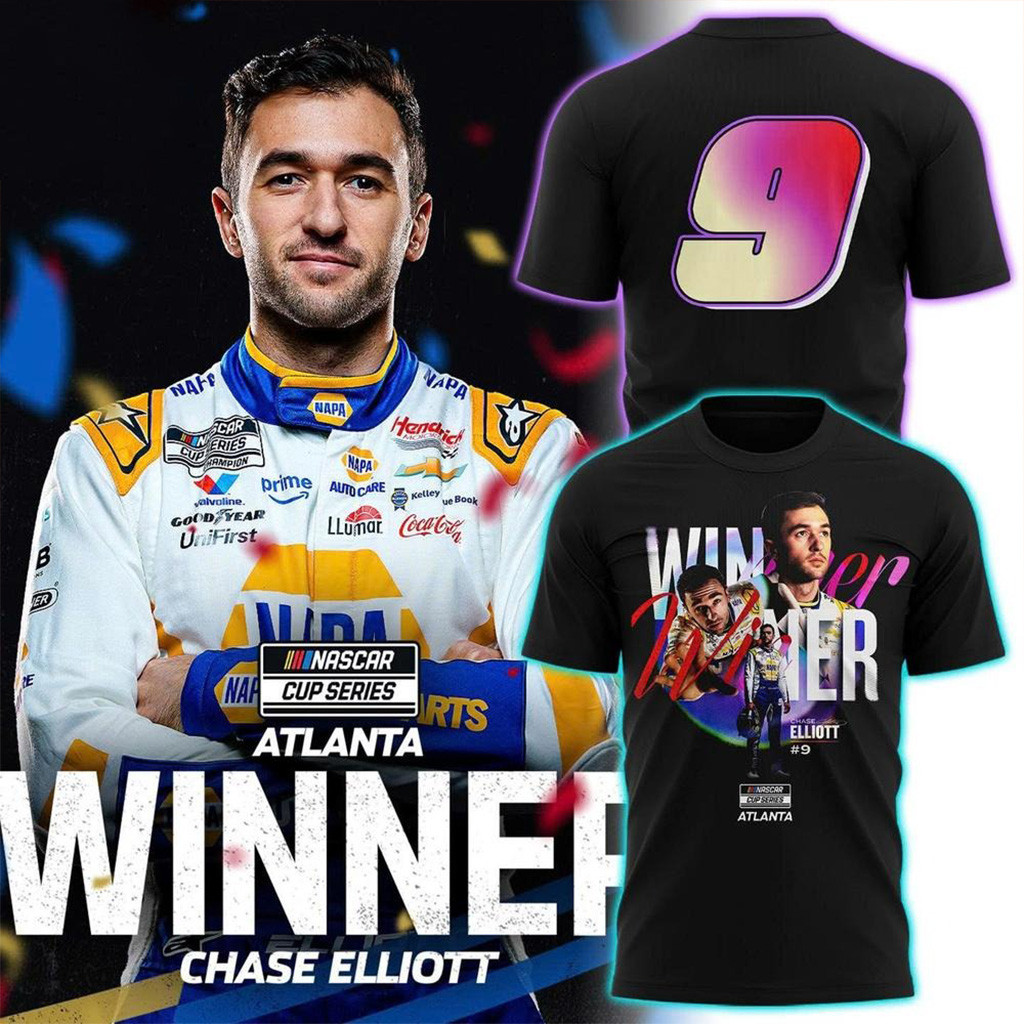 Chase Elliott Atlanta Winner T-Shirt Gifts For Racing Fans-1