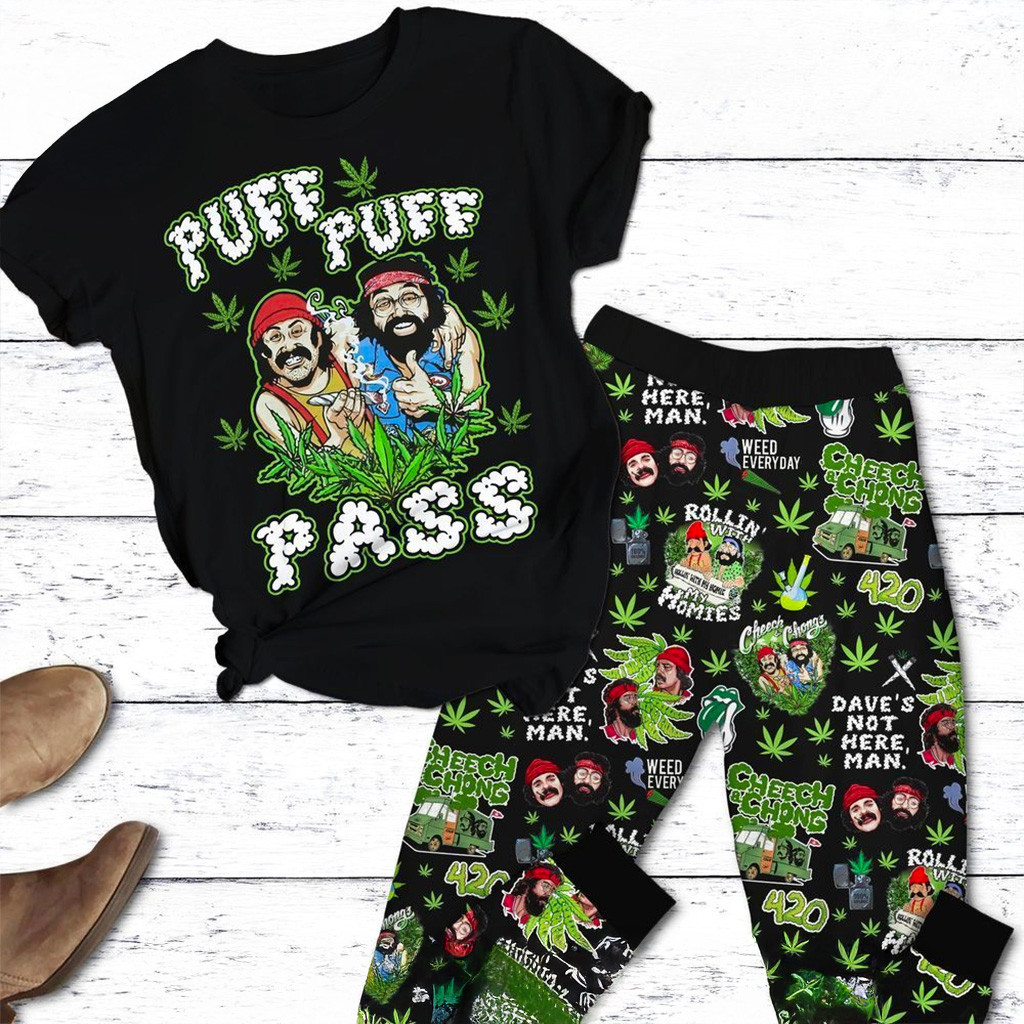 Cheech And Chong Puff Puff Pass Pajamas Set Best Christmas Gifts For Girlfriend-1