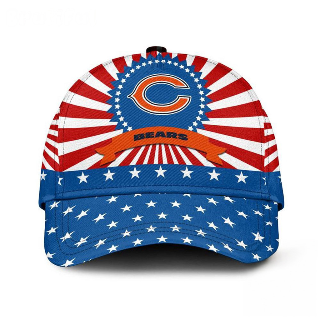 Chicago Bears American Flag Pattern Independence Day Hat Chicago Bears Merch Gifts For Fans-1