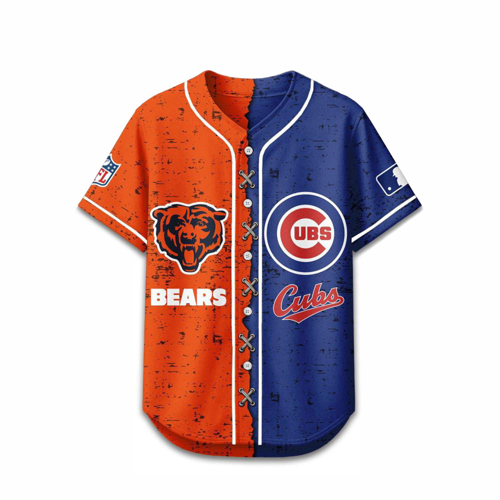 Chicago Bears Mix Chicago Cubs Sporty New Design Baseball Jersey Fan Merch Gifts For Boyfriend-1