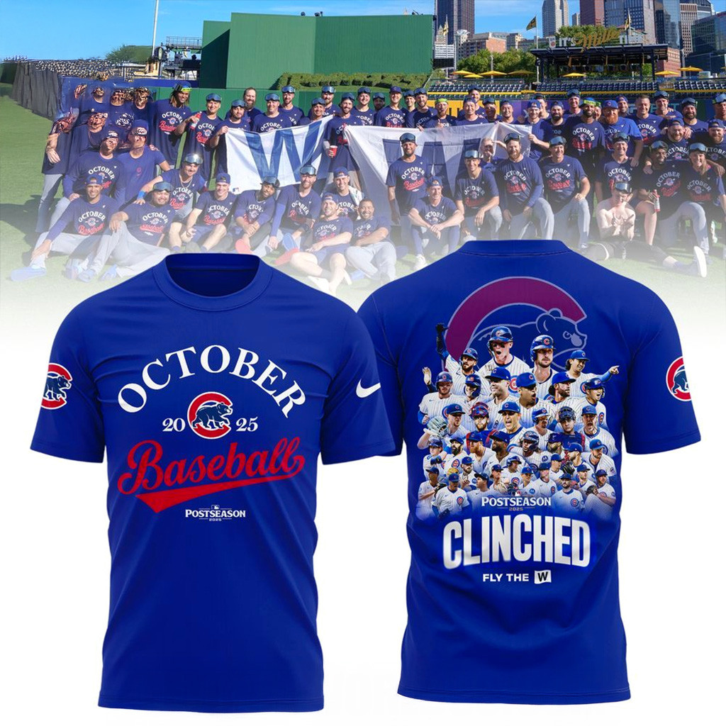 Chicago Cubs 2025 Postseason Clinched Shirt Chicago Cubs Merch Gift For Husband-1