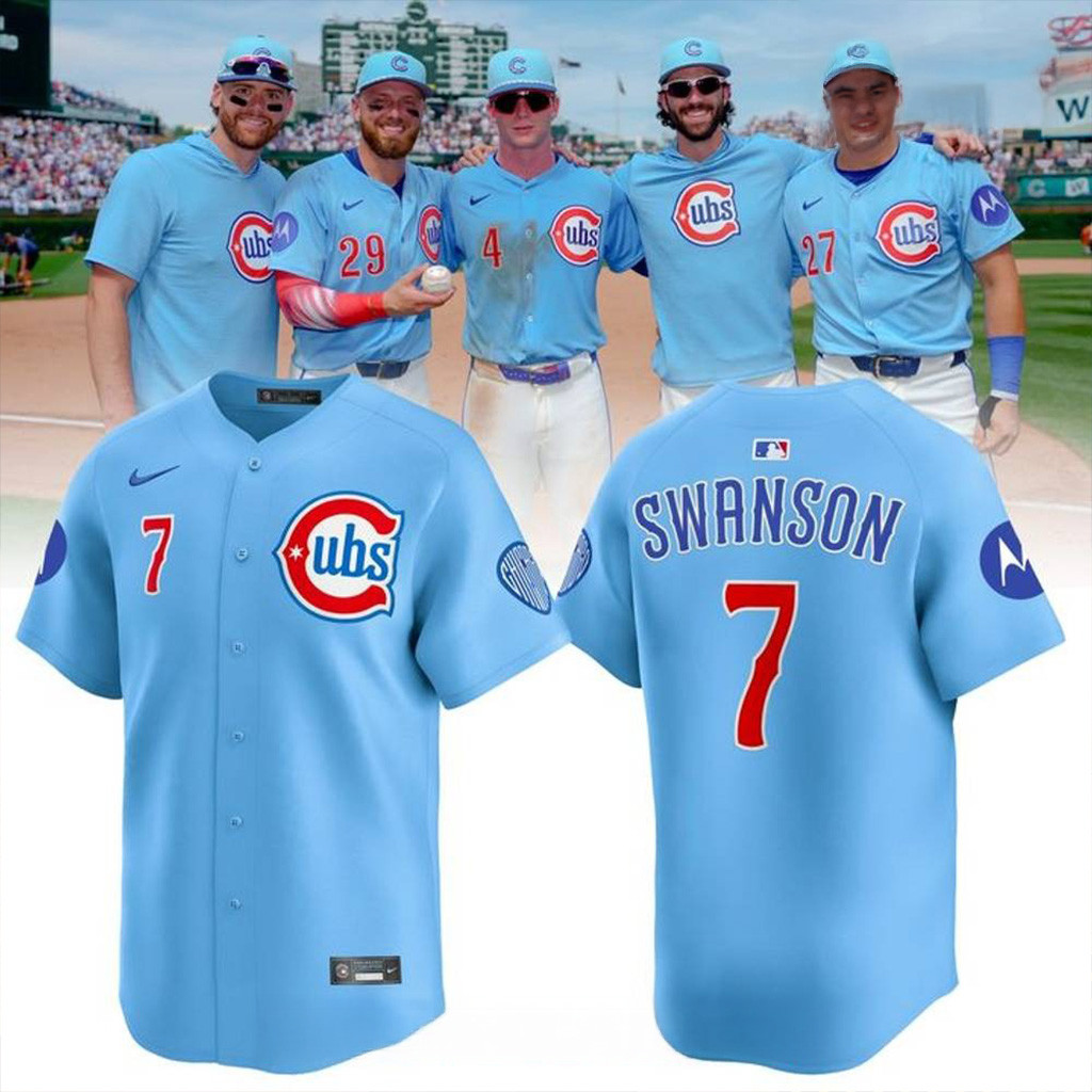 Chicago Cubs Baby Blue 2nd Alternate Baseball Jersey Chicago Cubs Merch Fans Gifts-1