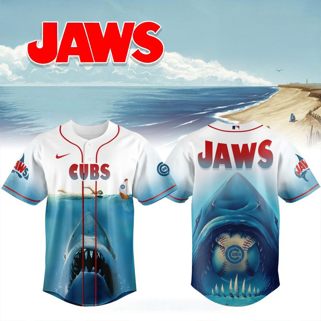 Chicago Cubs MLB x JAWS 50th Anniversary Jersey 2025 Chicago Cubs Merch Fans Gifts-1