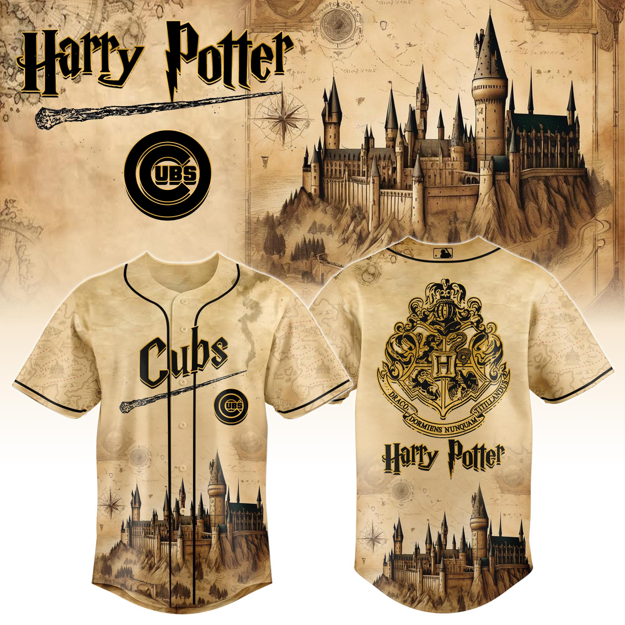 Chicago Cubs Mlb X Harry Potter Hogwarts Baseball Jersey For Fan-1