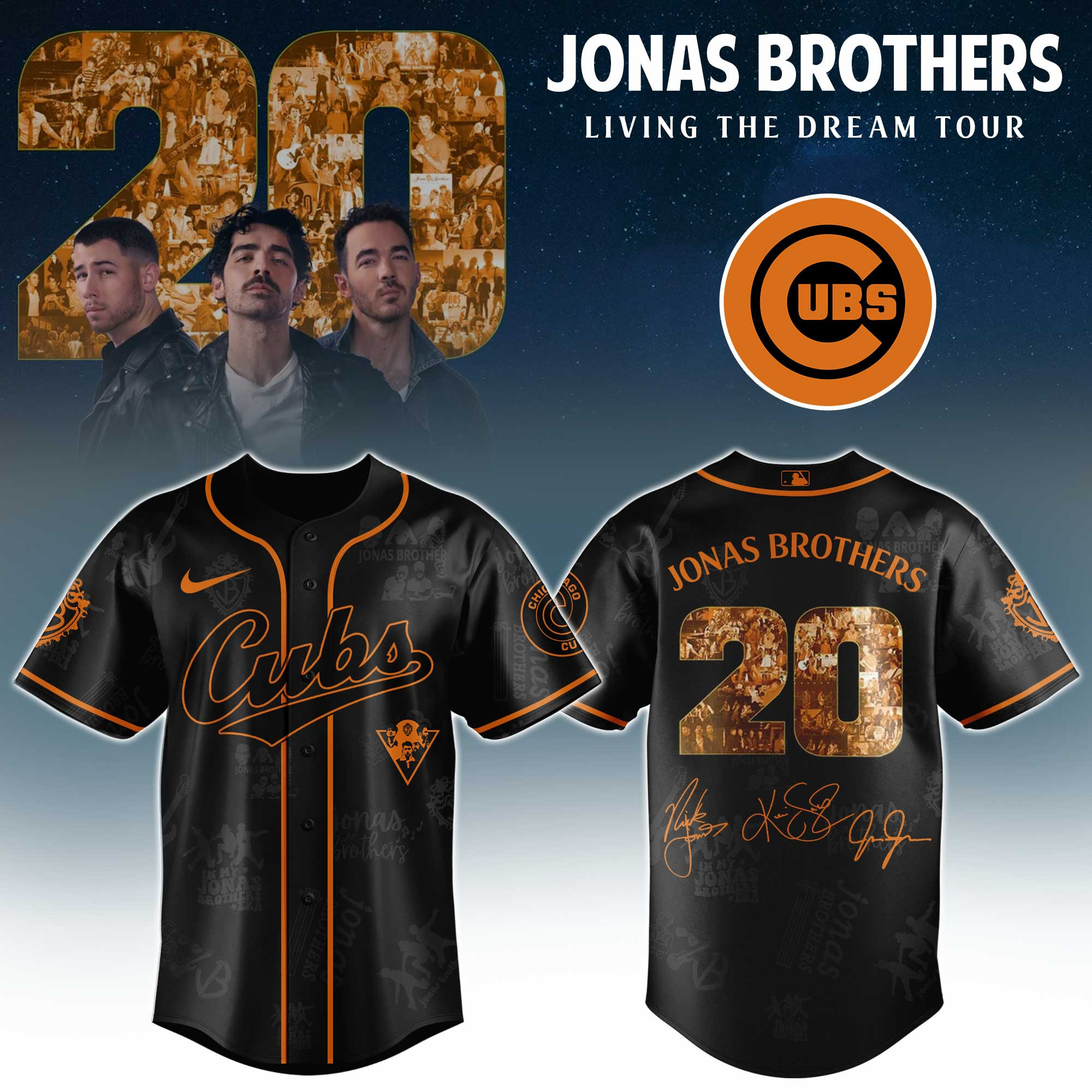 Chicago Cubs Mlb X Jonas Brothers Tour Personalized Baseball Jersey For Fans-1