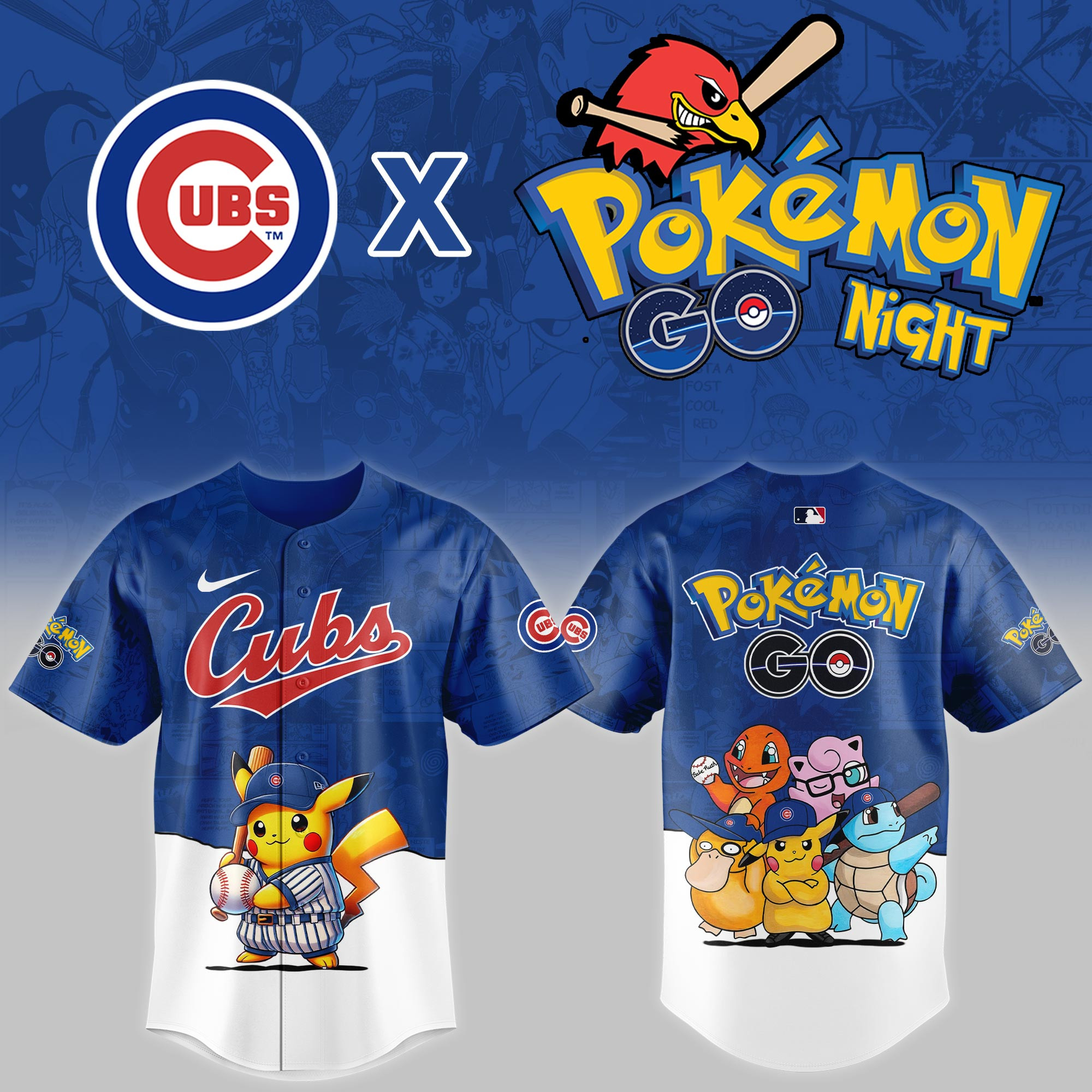 Chicago Cubs Mlb X Pokemon Go Night Baseball Jersey For Fan-1