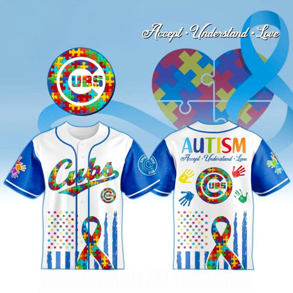Chicago Cubs X Special Autism Awareness Month 3D Baseball Jersey Chicago Cubs Merch-1