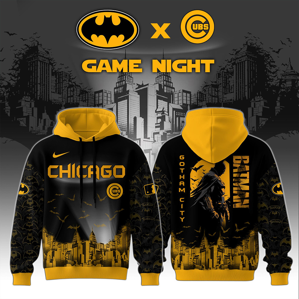 Chicago Cubs x DC Batman Game Night Hoodie Best Gifts For Baseball Lovers-1