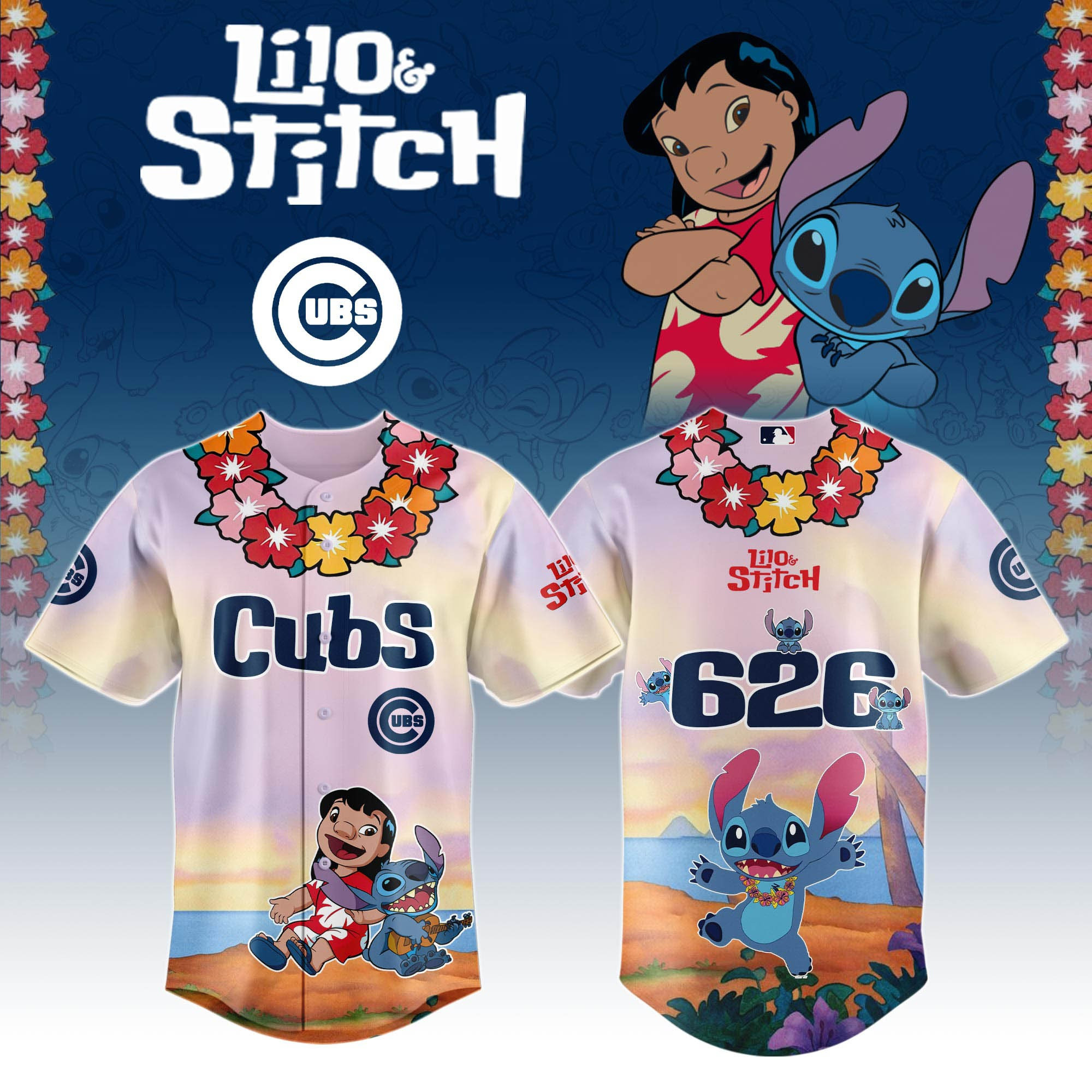 Chicago Cubs x Lilo And Stitch Special Edition Jersey 2025 Chicago Cubs Merch-1