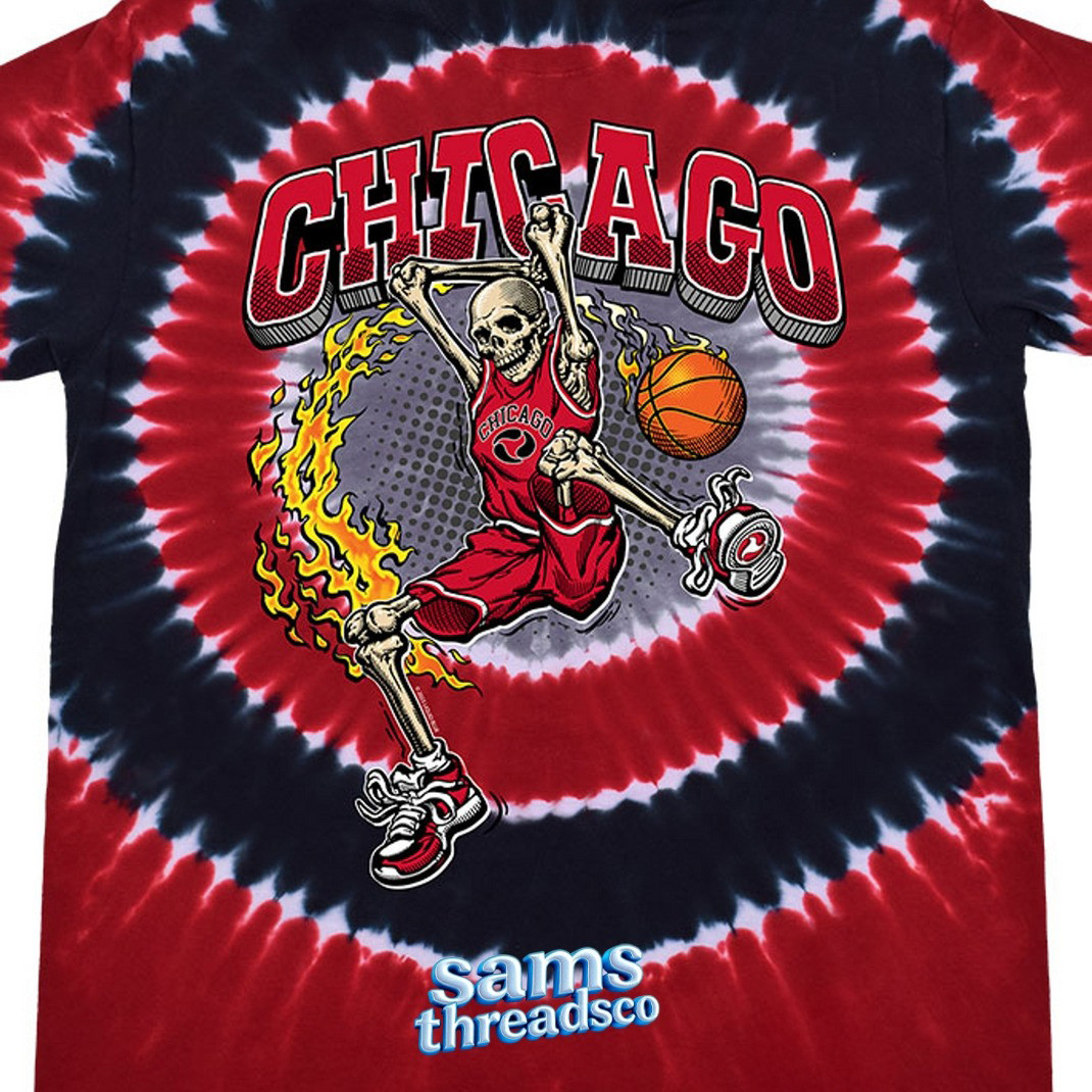 Chicago Dunker Basketball Skeleton Tie Dye Shirt Gift For Basketball Lover-1