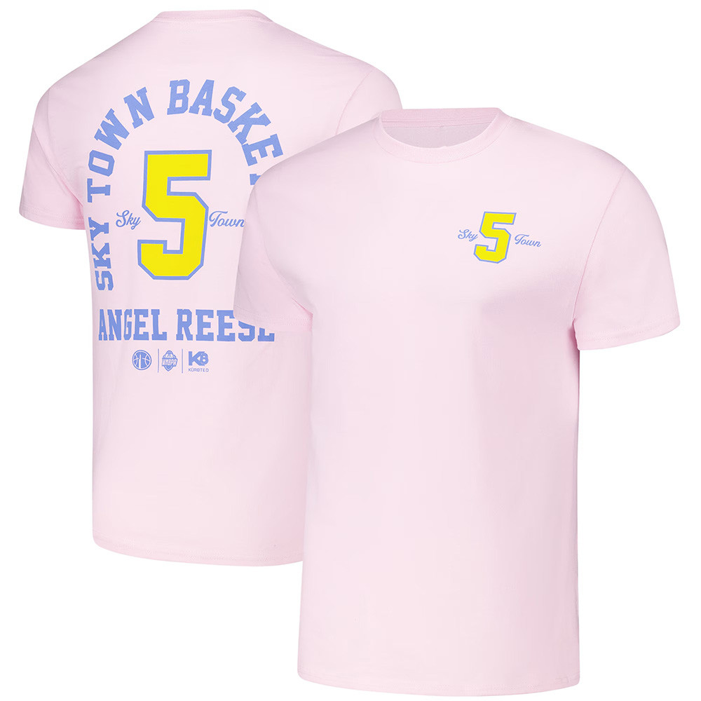 Chicago Sky Merch Angel Reese Pink Chicago Sky Player Id Arch T-Shirt Best Father's Day Gifts-1
