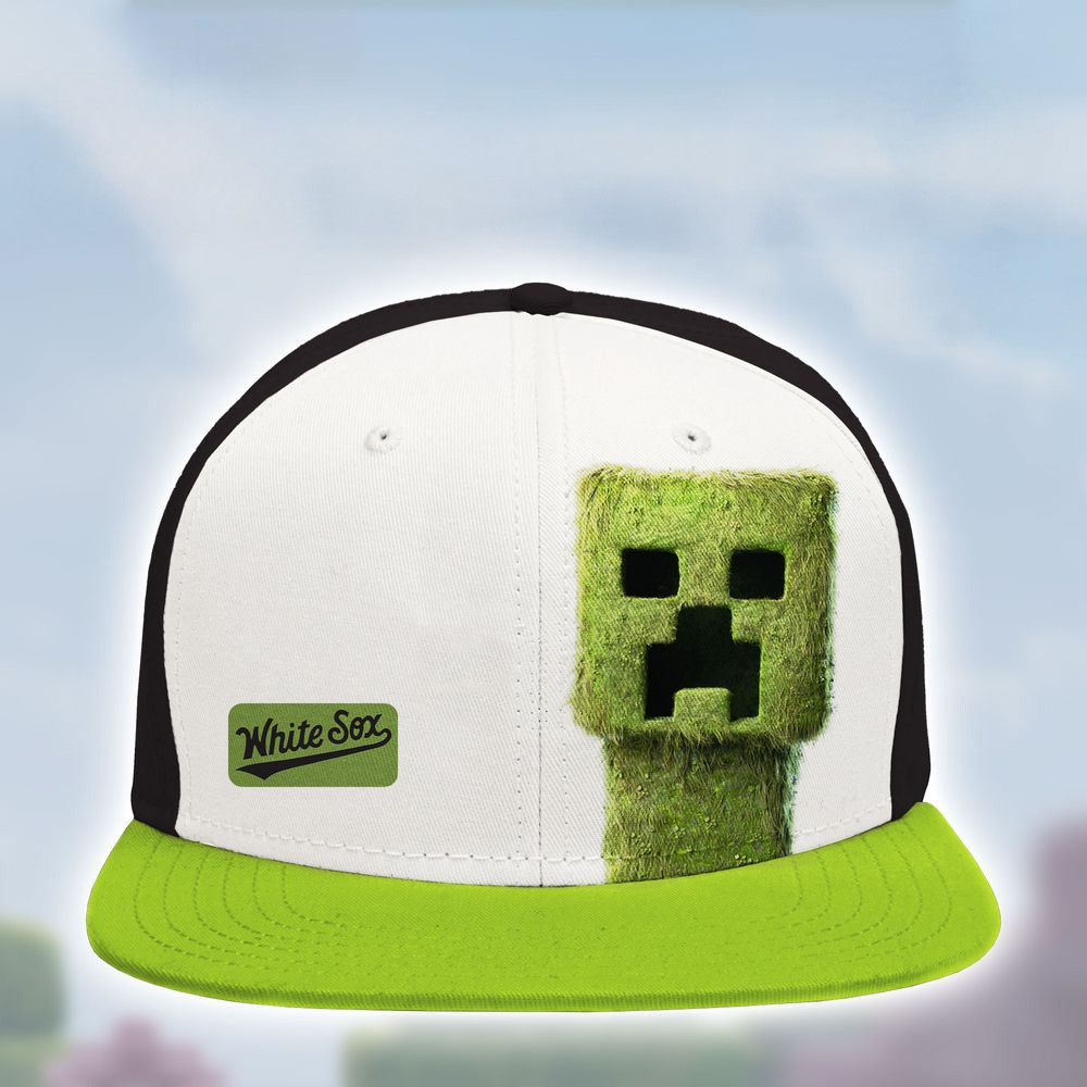 Chicago White Sox MLB x Minecraft Creeper Snapback Hat Chicago White Sox Merch Husband Gifts-1