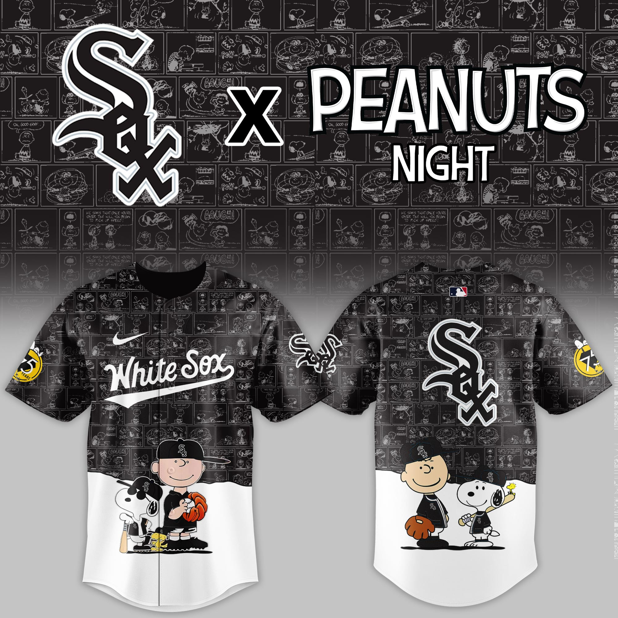 Chicago White Sox Mlb X Peanuts Night Baseball Jersey For Fan-1