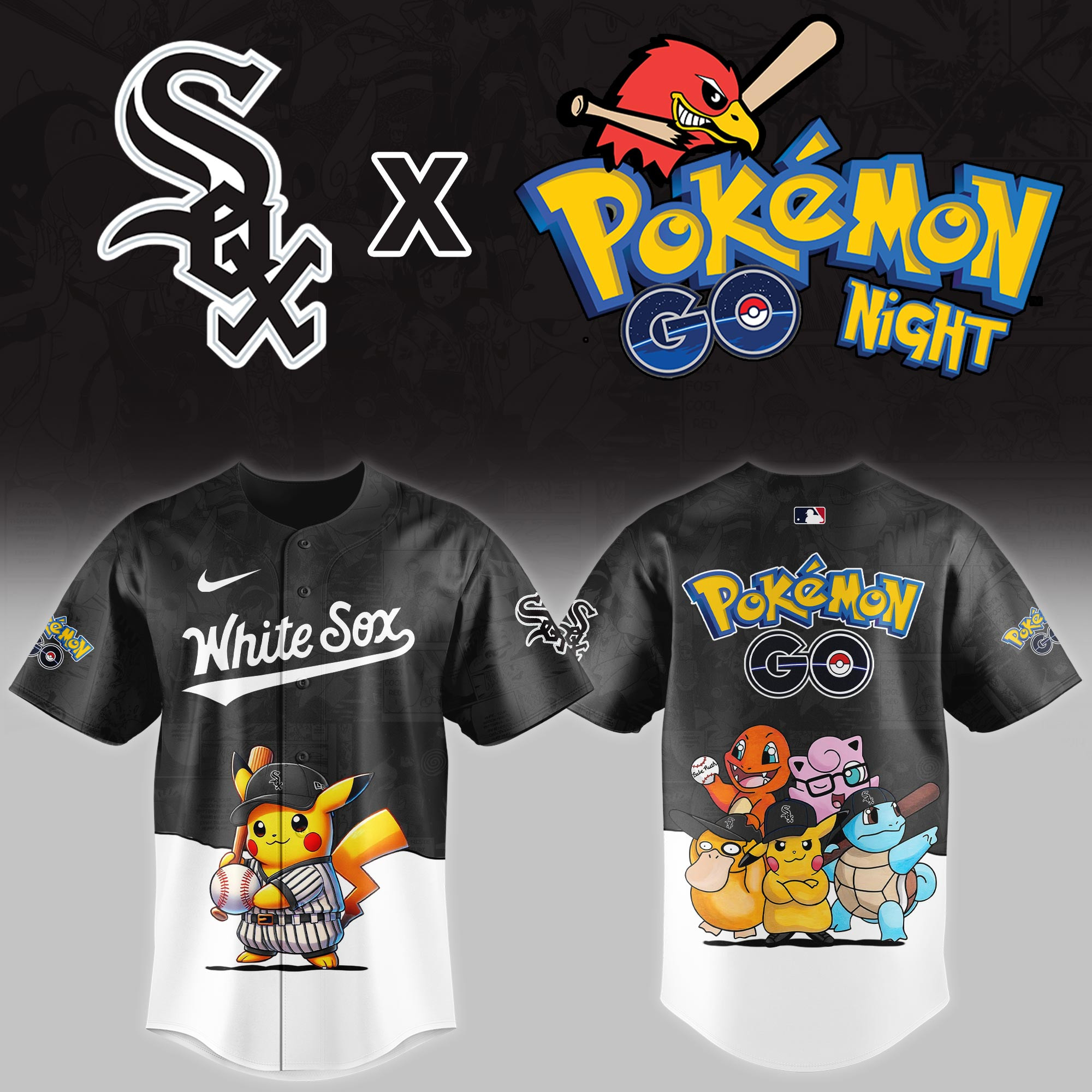 Chicago White Sox Mlb X Pokemon Go Night Baseball Jersey For Fan-1