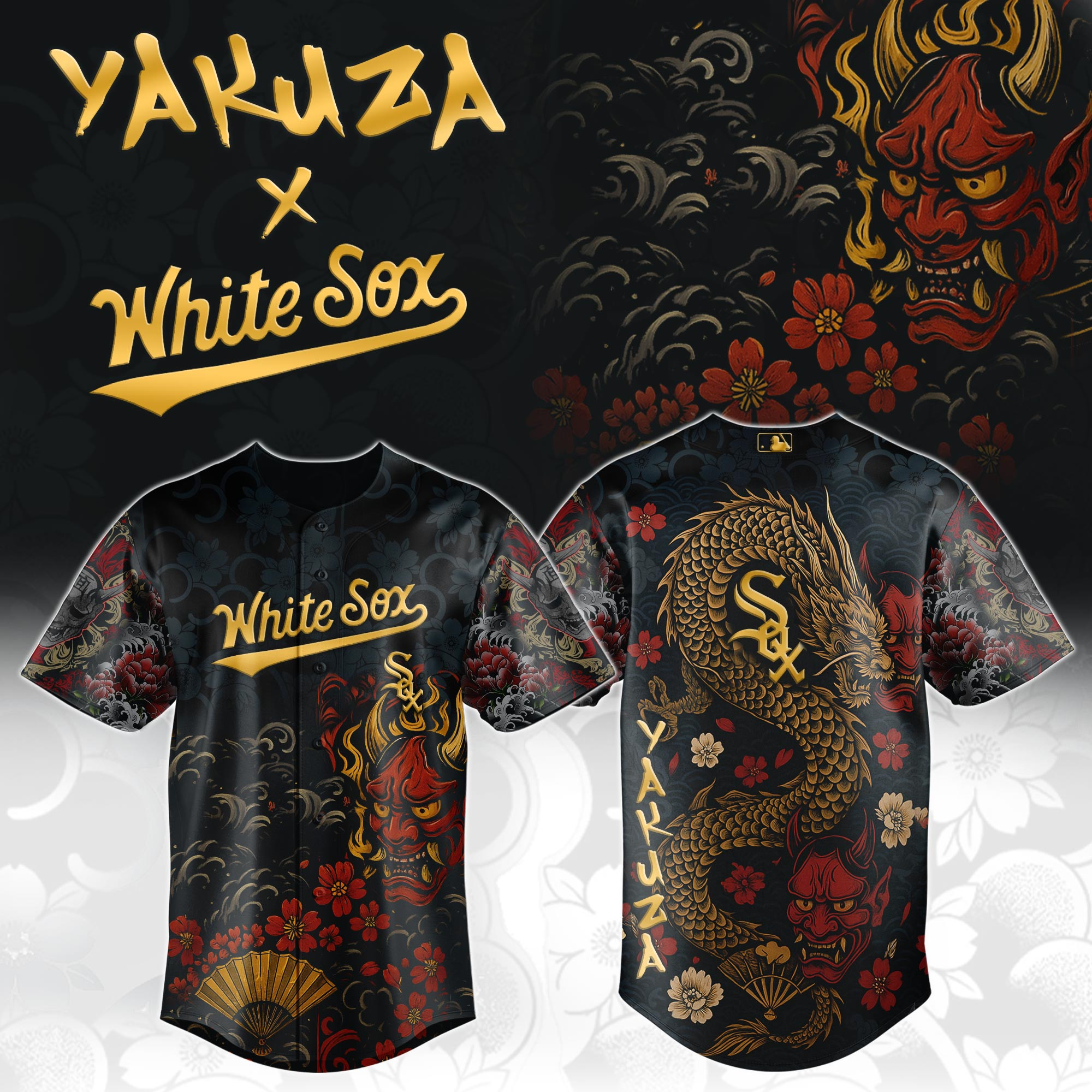 Chicago White Sox Mlb X Yakuza Dragon Oni Baseball Jersey For Fans-1