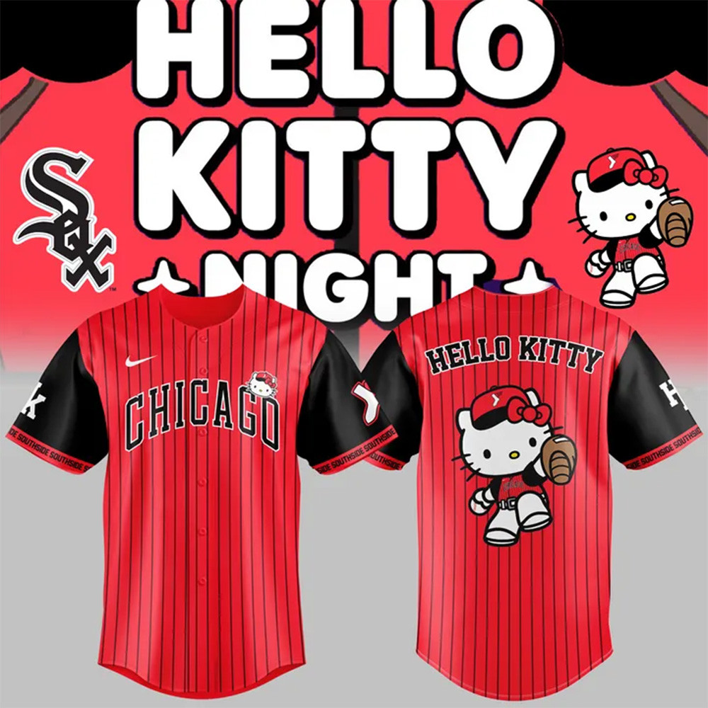 Chicago White Sox New City Connect x Hello Kitty Night Jersey Football Fan Gift Ideas-1
