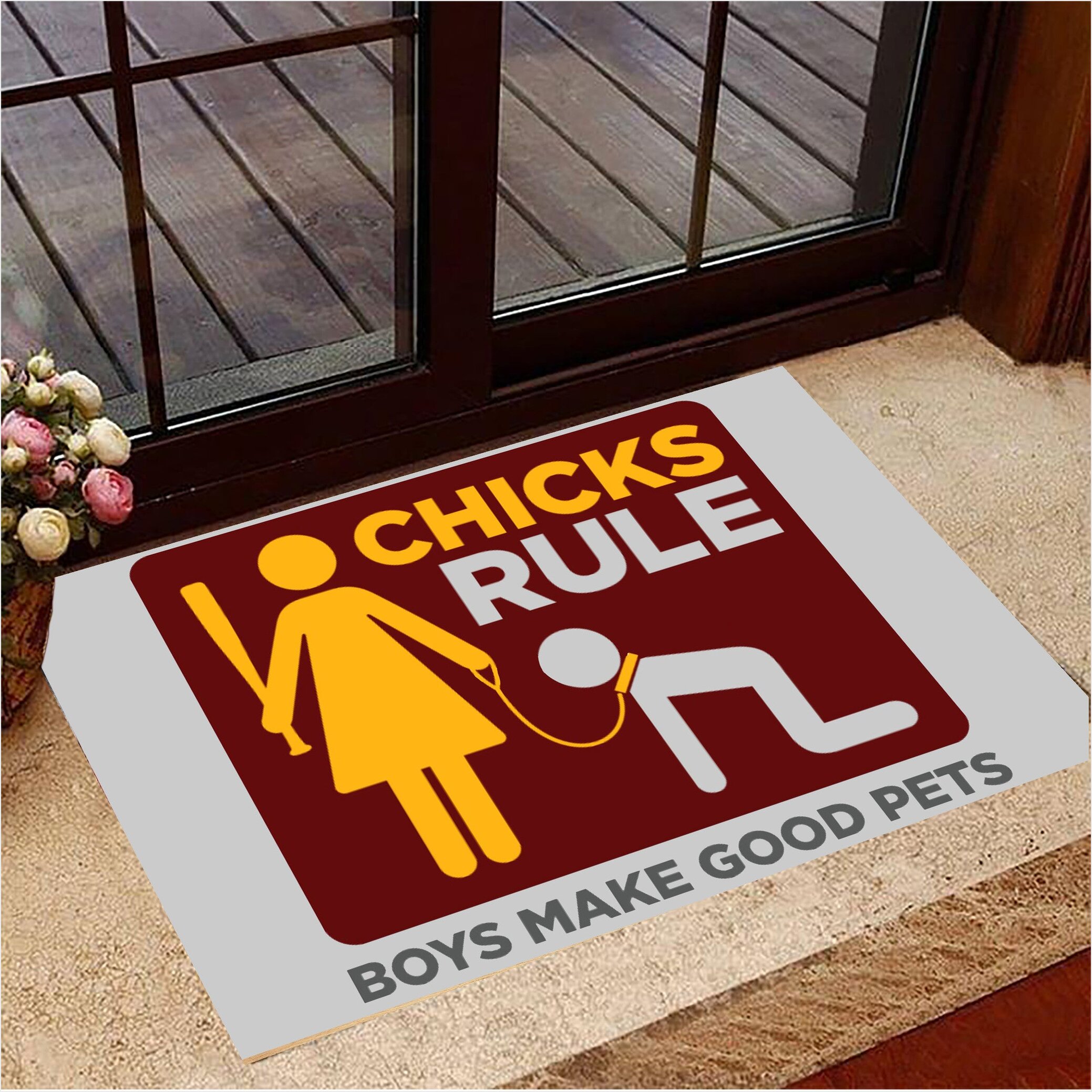 Chick Rules Boys Make Good Pets Doormat Funny Trending 2021 Door Mat Merchandise Gifts For Fans-1 Chick Rules Boys Make Good Pets Doormat Funny Trending 2021 Door Mat Merchandise Gifts For Fans-1