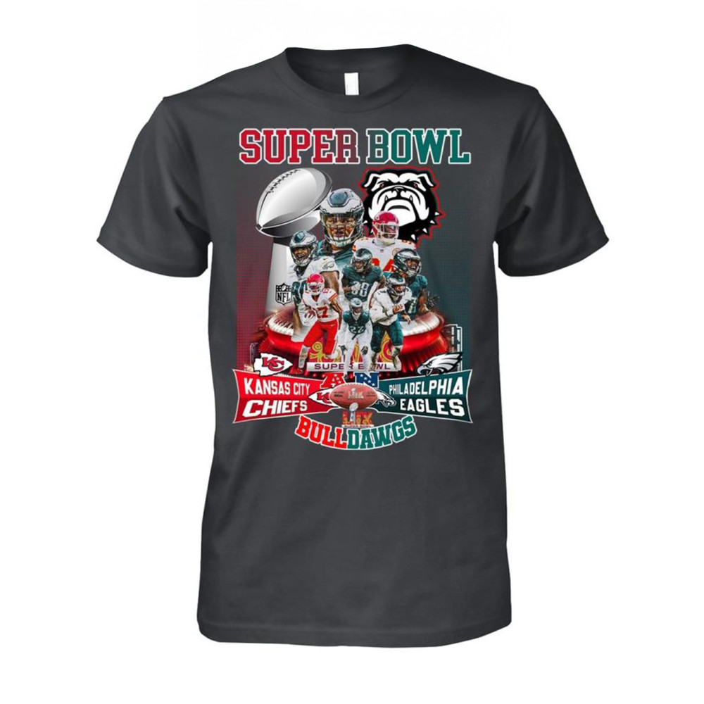 Chiefs And Eagles Super Bowl Bulldawgs 2025 NFL Shirt Gifts For Fans-1