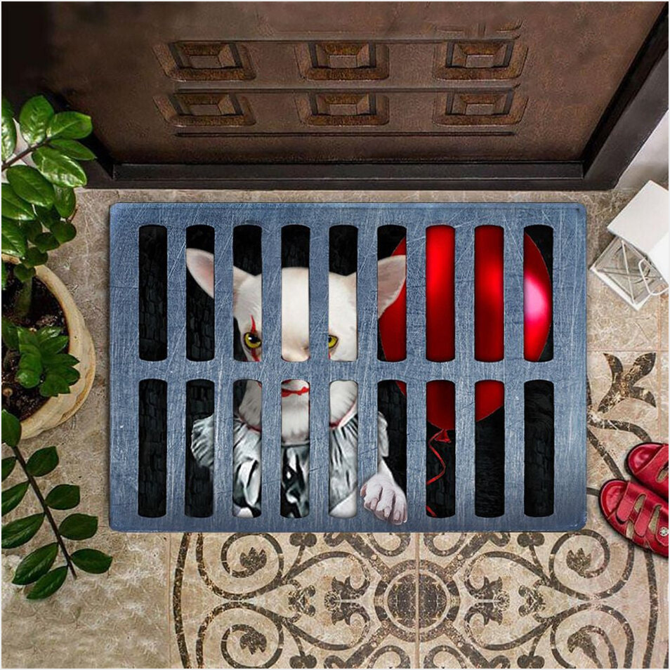 Chihuahua Halloween Doormat Dog Pet Clown Parody Funny Halloween Bath Mat Gifts For Friends-1